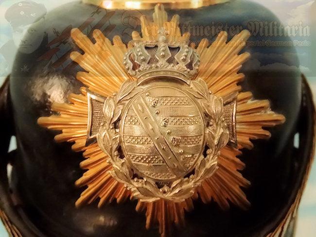 Saxony Pickelhaube / Spiked Helmet for Fahnrich in Infanterie - Derrittmeister Militaria