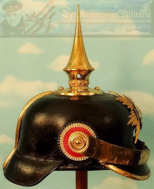 Saxony Pickelhaube / Spiked Helmet for Fahnrich in Infanterie - Derrittmeister Militaria