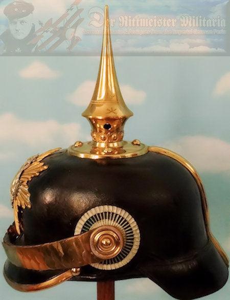 Saxony Pickelhaube / Spiked Helmet for Fahnrich in Infanterie - Derrittmeister Militaria