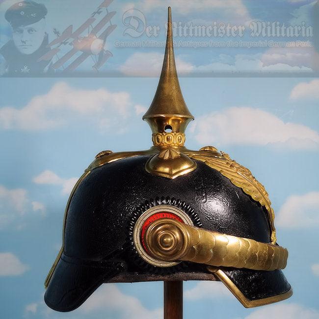 Prussia Pickelhaube / Spiked Helmet with Parade Bush for Reserve Officer in Line Dragoner Rgt NRs 7, 8, 11, 13, AND 14 - Derrittmeister Militaria