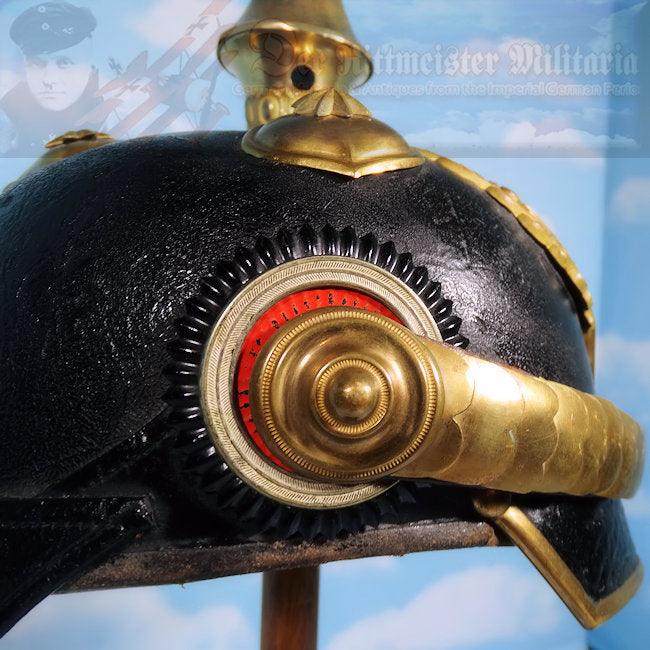 Prussia Pickelhaube / Spiked Helmet with Parade Bush for Reserve Officer in Line Dragoner Rgt NRs 7, 8, 11, 13, AND 14 - Derrittmeister Militaria