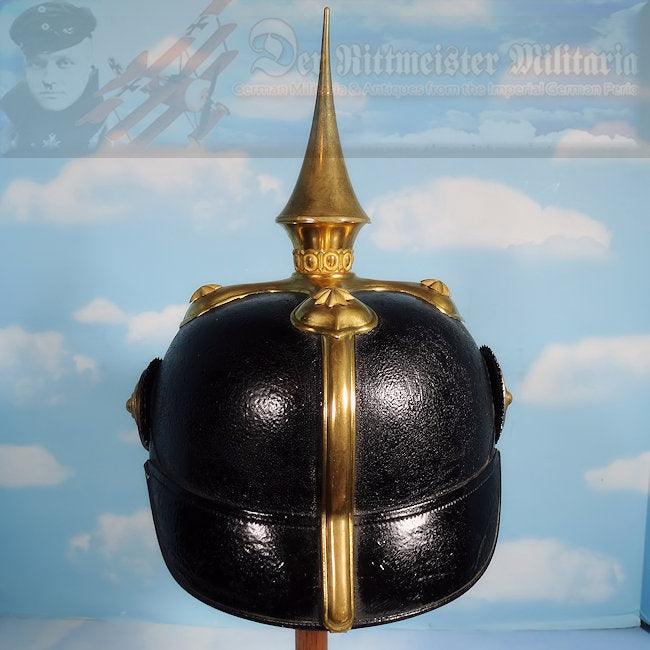 Prussia Pickelhaube / Spiked Helmet with Parade Bush for Reserve Officer in Line Dragoner Rgt NRs 7, 8, 11, 13, AND 14 - Derrittmeister Militaria