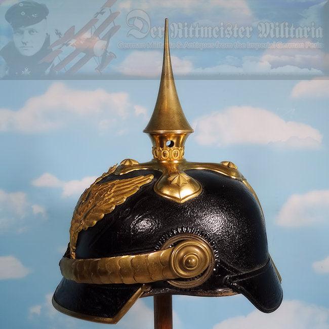 Prussia Pickelhaube / Spiked Helmet with Parade Bush for Reserve Officer in Line Dragoner Rgt NRs 7, 8, 11, 13, AND 14 - Derrittmeister Militaria