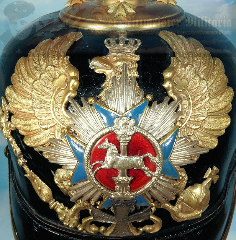 Braunschweig Pickelhaube / Spiked Helmet for Landwehr Officer in Infantry Rgt 92 - Derrittmeister Militaria Group