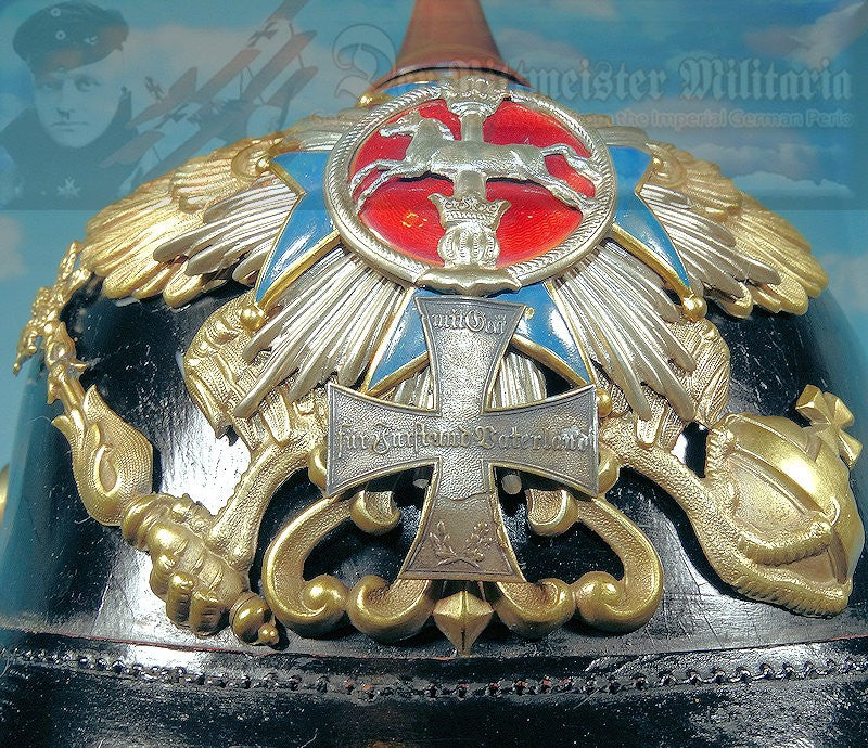 Braunschweig Pickelhaube / Spiked Helmet for Landwehr Officer in Infantry Rgt 92 - Derrittmeister Militaria Group