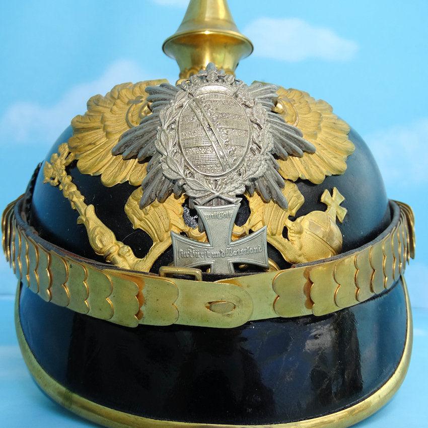 Saxe Weimar Pickelhaube / Spiked Helmet for Officer in Infantry-Regiment Großherzog von Sachsen (5. Thüringisches) Nr 94 - Derrittmeister Militaria