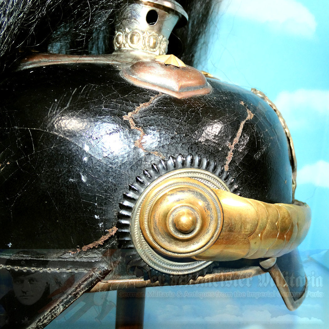 Wurtttemberg Pickelhaube / Spiked Helmet for Officer with Parade Bush and Spike in Dragoner Rgt 26 - Derrittmeister Militaria Group