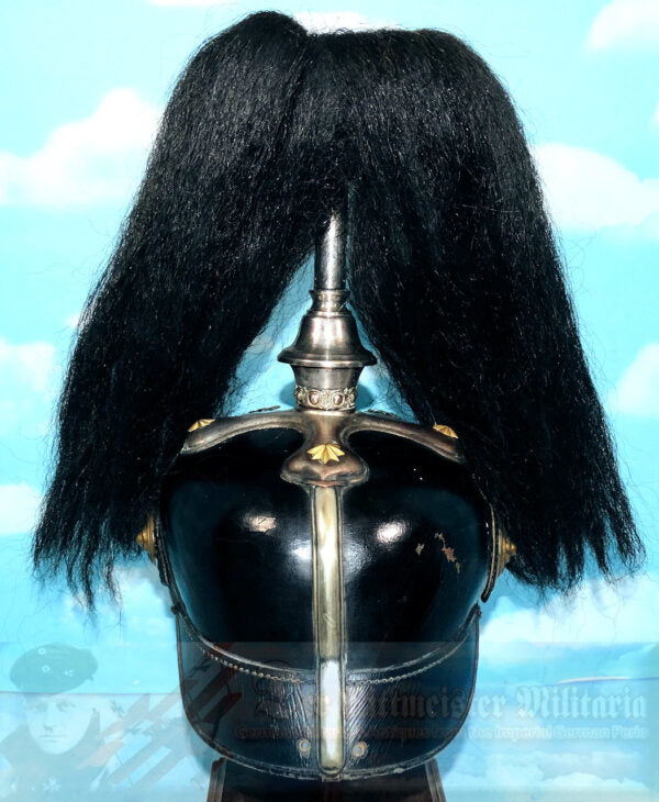Wurtttemberg Pickelhaube / Spiked Helmet for Officer with Parade Bush and Spike in Dragoner Rgt 26 - Derrittmeister Militaria Group
