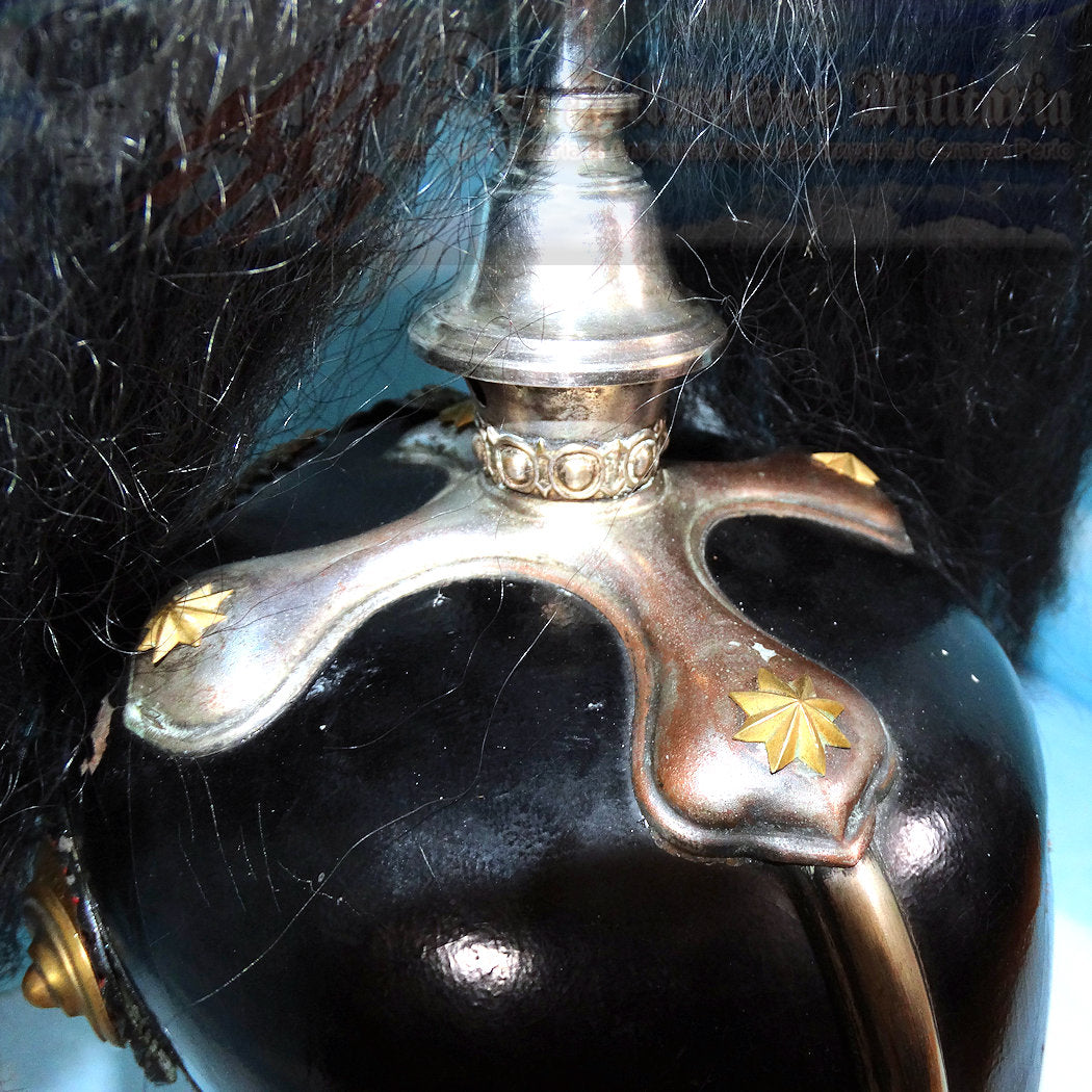 Wurtttemberg Pickelhaube / Spiked Helmet for Officer with Parade Bush and Spike in Dragoner Rgt 26 - Derrittmeister Militaria Group