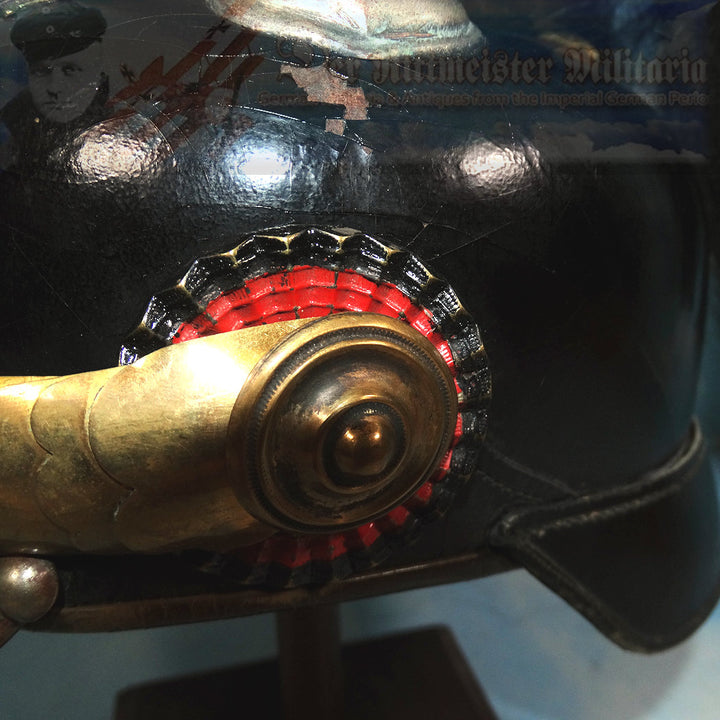 Wurtttemberg Pickelhaube / Spiked Helmet for Officer with Parade Bush and Spike in Dragoner Rgt 26 - Derrittmeister Militaria Group
