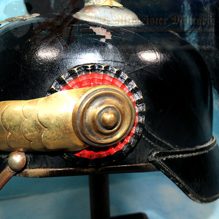 Wurtttemberg Pickelhaube / Spiked Helmet for Officer with Parade Bush and Spike in Dragoner Rgt 26 - Derrittmeister Militaria Group