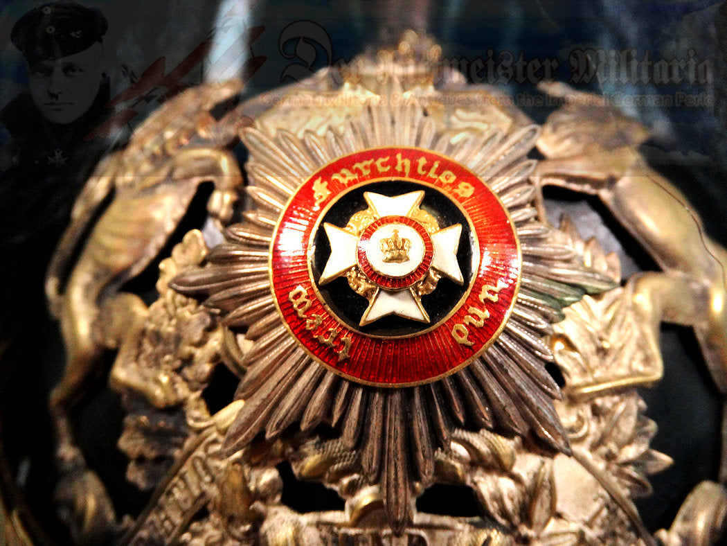 Wurtttemberg Pickelhaube / Spiked Helmet for Officer with Parade Bush and Spike in Dragoner Rgt 26 - Derrittmeister Militaria Group