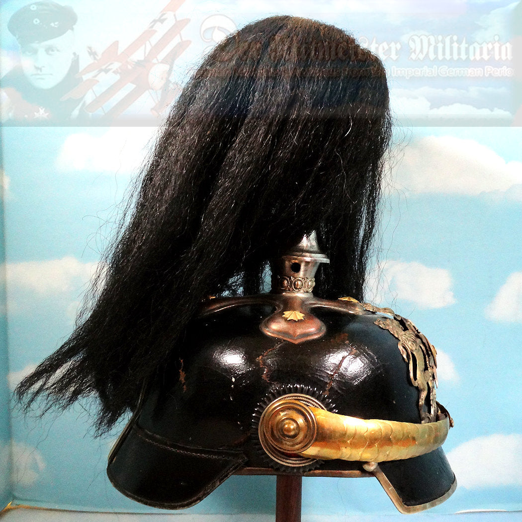 Wurtttemberg Pickelhaube / Spiked Helmet for Officer with Parade Bush and Spike in Dragoner Rgt 26 - Derrittmeister Militaria Group