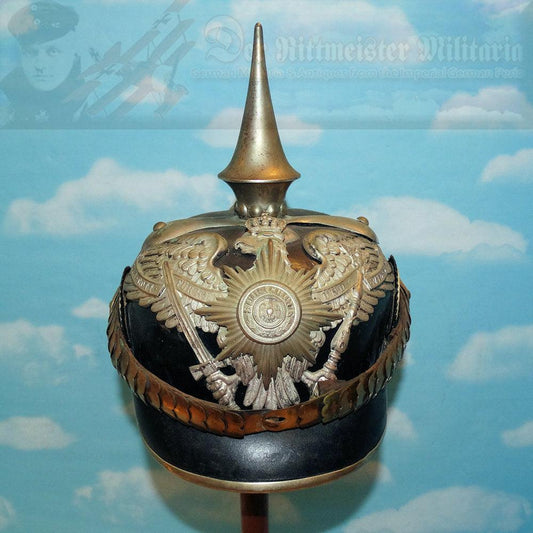 Prussia Pickelhaube / Spiked Helmet for OYV (one year volunteer) in 2 Garde-Dragoner-Regiment Kaiserin Alexandra von Rußland - Derrittmeister Militaria