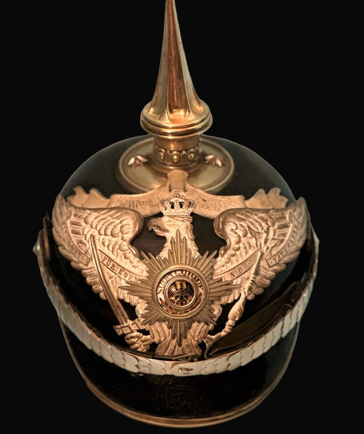 german army motorcycle helmet with spike on top Prussia Pickelhaube / Spiked Helmet for Officer in 1. Garde-Rgt ZU FUß