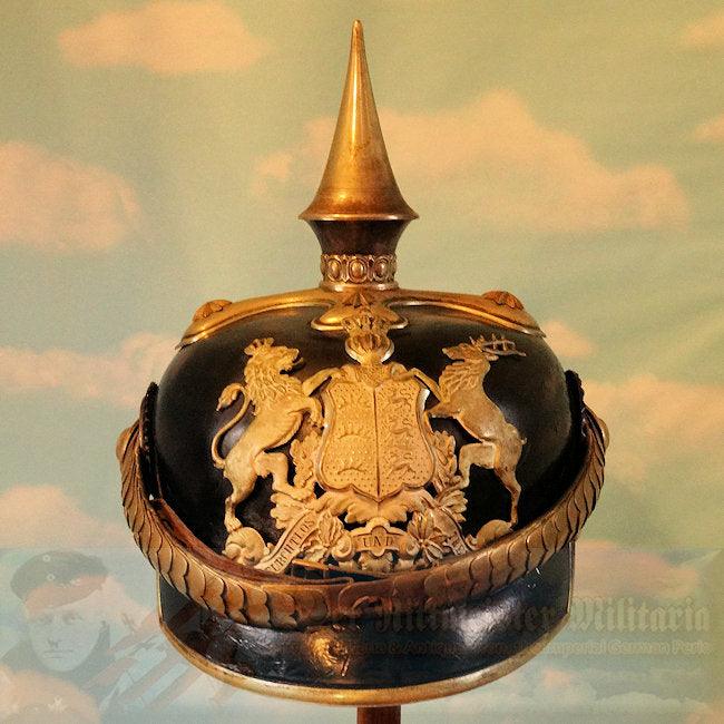 Wurttemberg Pickelhaube / Spiked Helmet for Officer in Dragoner-Regiment Königin Olga (1. Württ.) Nr 25 - Derrittmeister Militaria