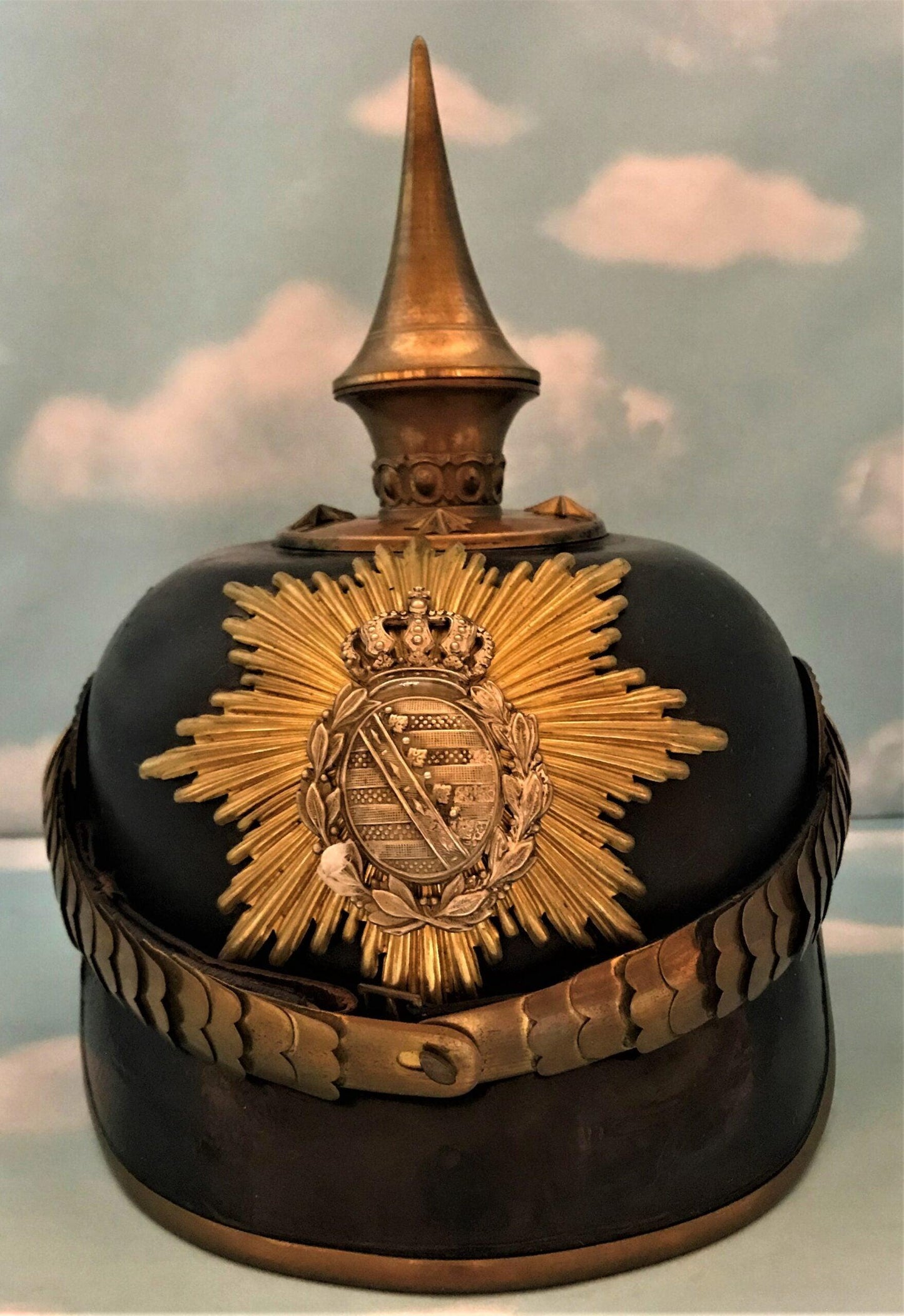 Saxony Pickelhaube / Spiked Helmet for Officer in Line Infanterie Rgt - Derrittmeister Militaria