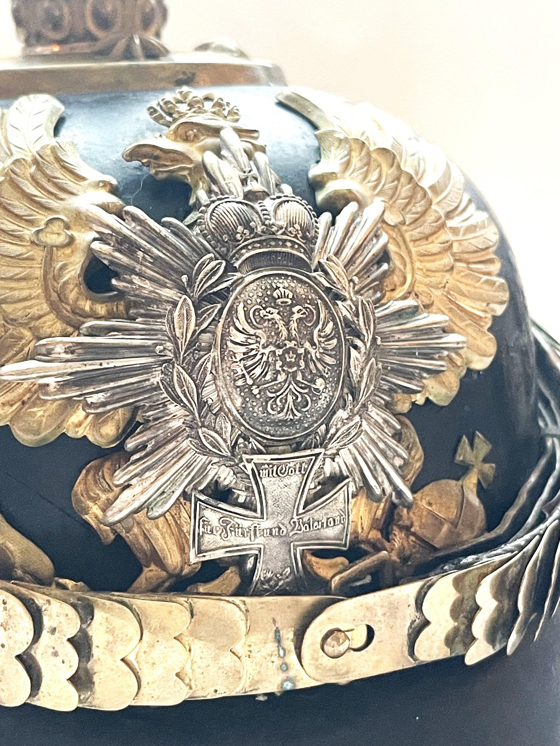 Schwarzburg Rudolstadt Pickelhaube / Spiked Helmet for Reserve Officer in Infanterie Rgt Nr 96 - Derrittmeister Militaria