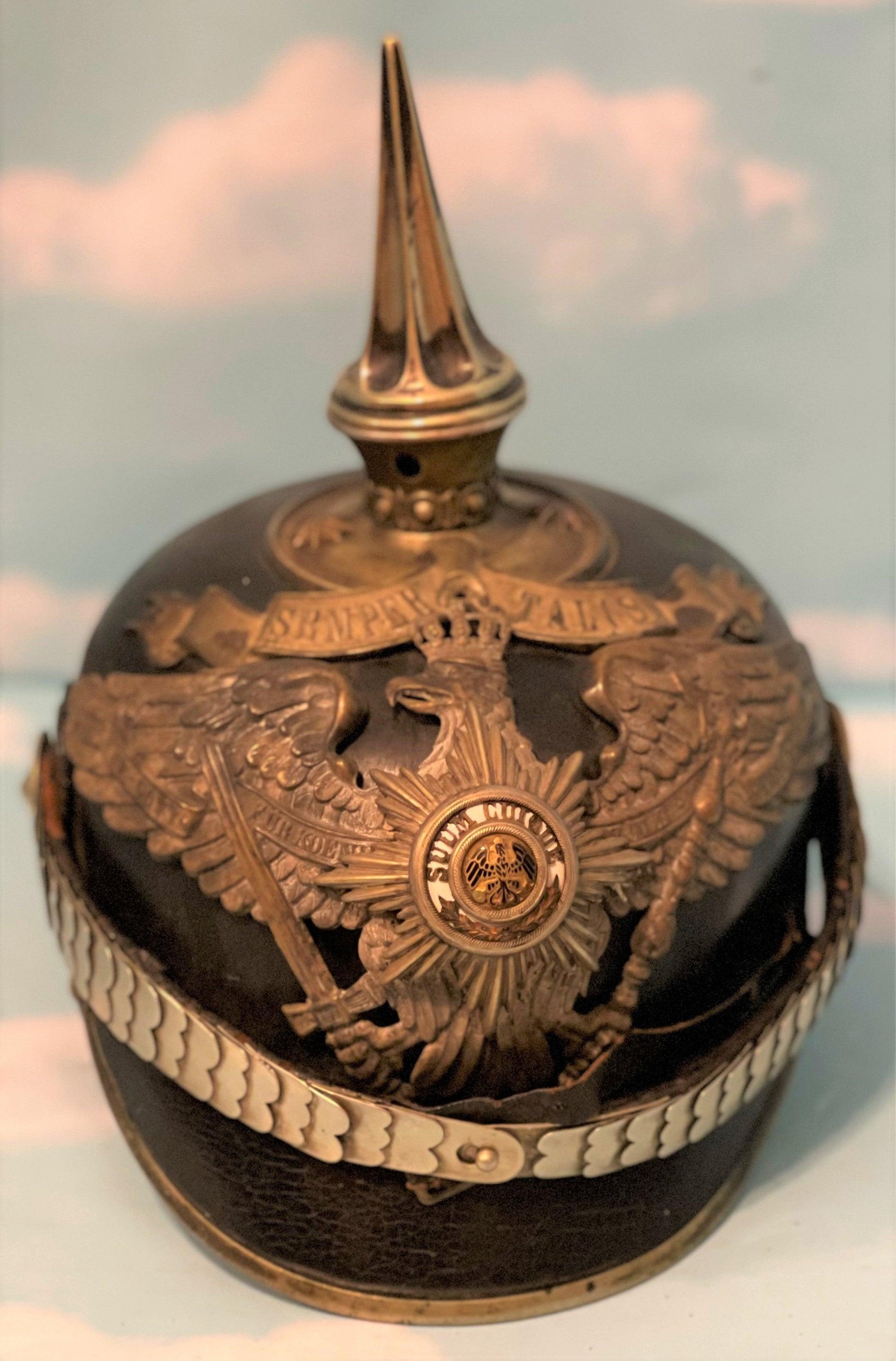 Prussia - Pickelhaube / Spiked Helmet - Officer - 1. Garde Rgt Zu Fus - Semper Talis Bandeau - Derrittmeister Militaria