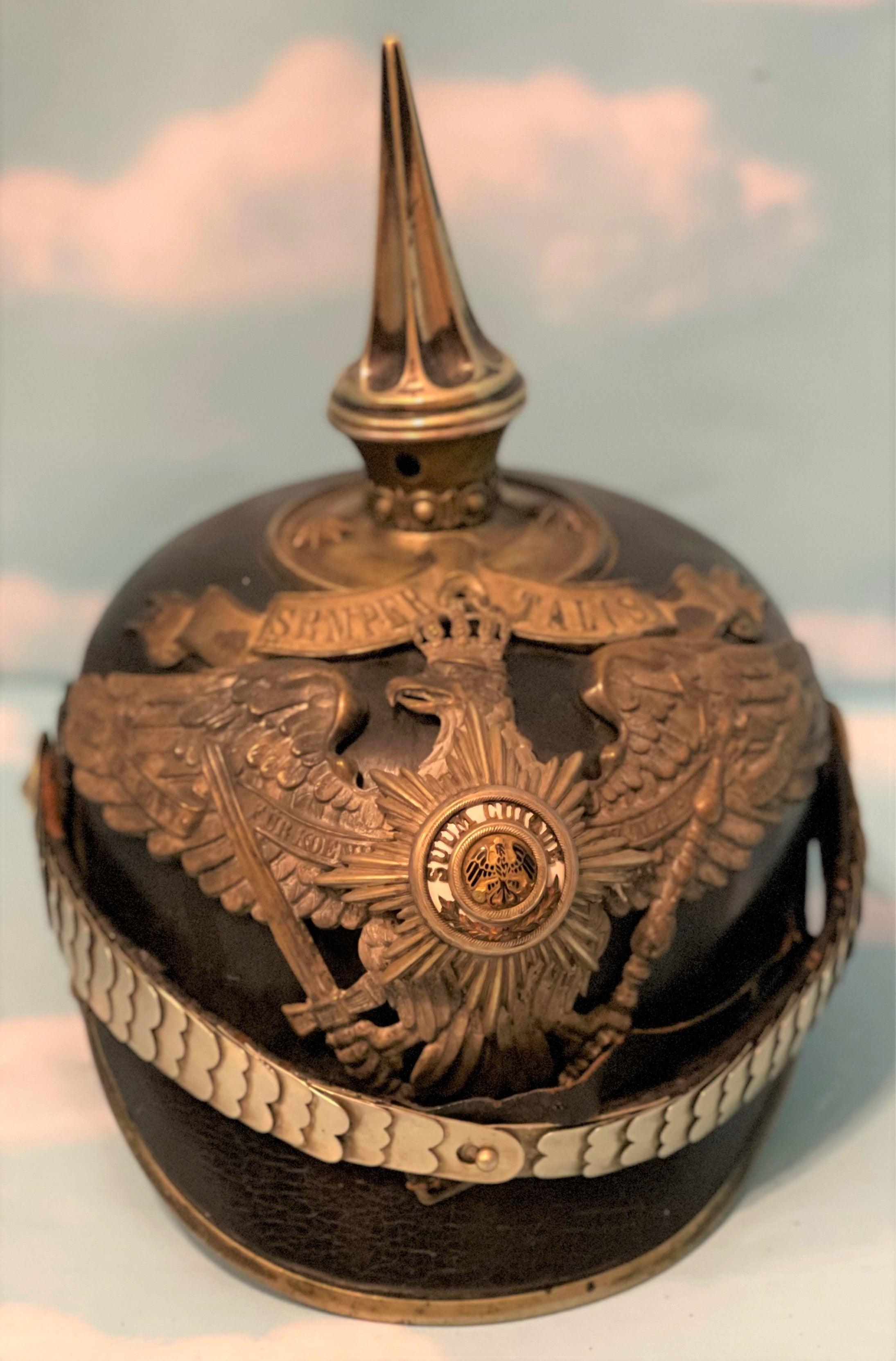 Prussia - Pickelhaube / Spiked Helmet - Officer - 1. Garde Rgt Zu Fus - Semper Talis Bandeau - Derrittmeister Militaria