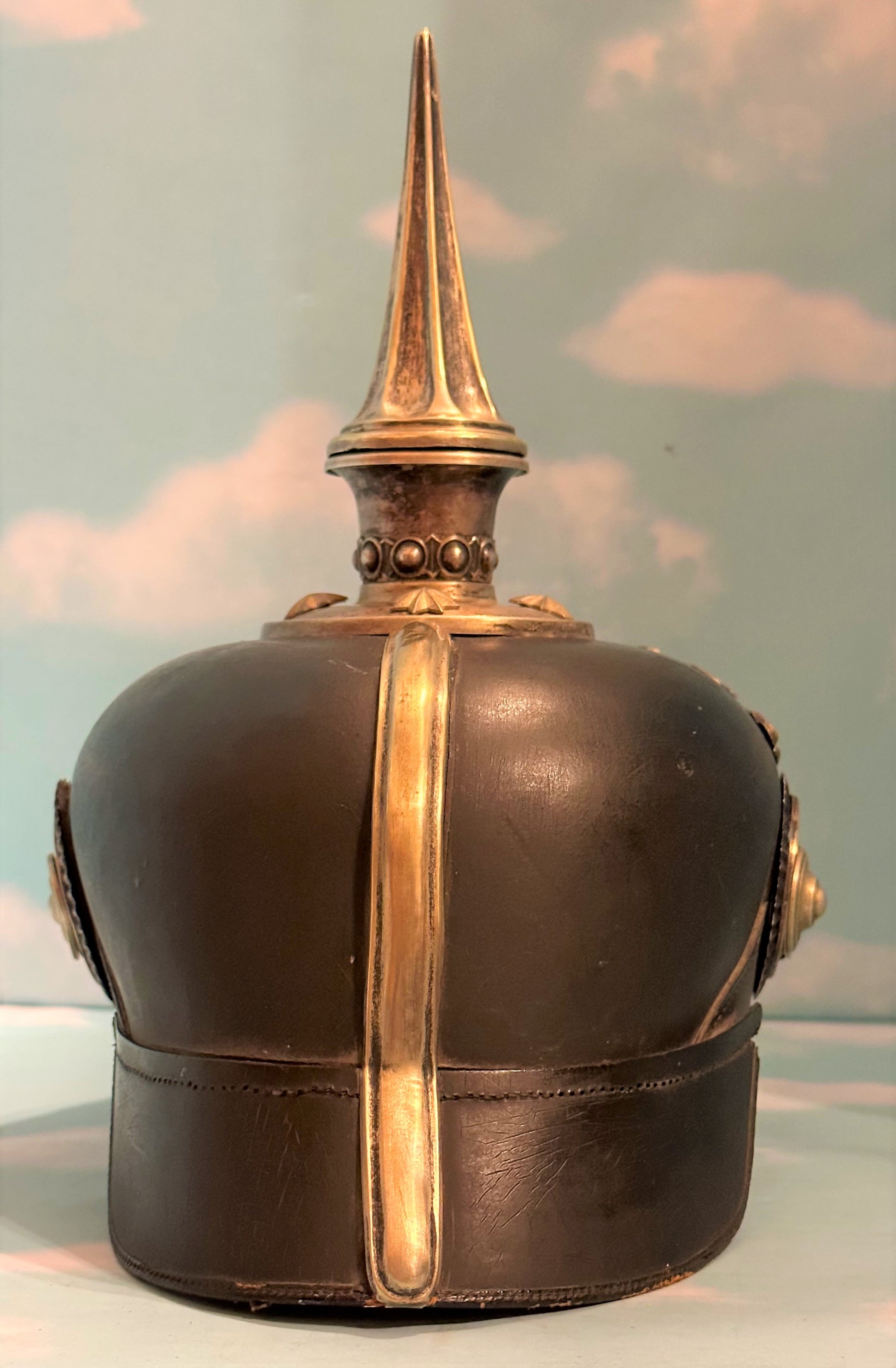 Prussia Pickelhaube / Spiked Helmet for Officer in 1. Garde Rgt Zu Fus with Semper Talis Bandeau - Derrittmeister Militaria Group