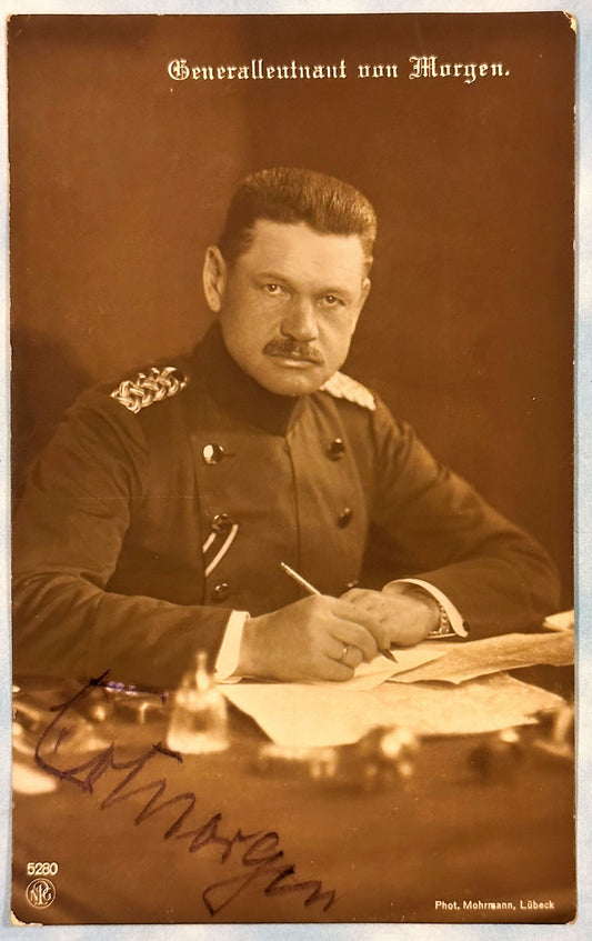 Germany Postcard Autographed by Generalleutnant Curt Von Morgen PLM winner - Derrittmeister Militaria Group