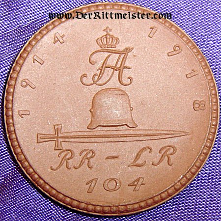 Saxony Table Medal for Reserve Infanterie Rgt 104 from Meissen Porcelain - Derrittmeister Militaria Group